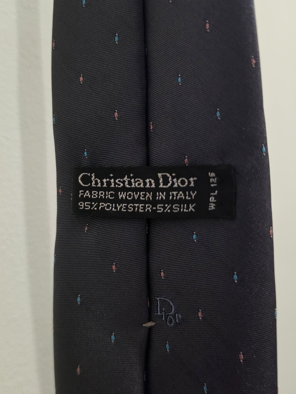 Vintage Christian Dior Tie, Gray With Monogram